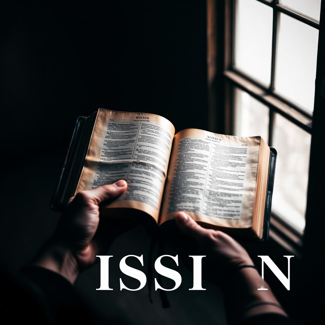 Hands holding an open Bible